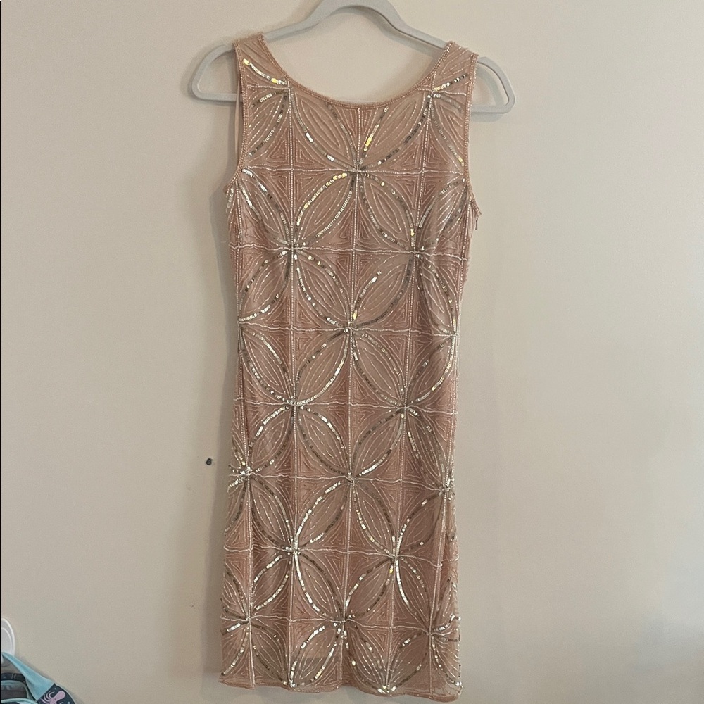 Pisarro Nights Blush Beaded Mini Dress